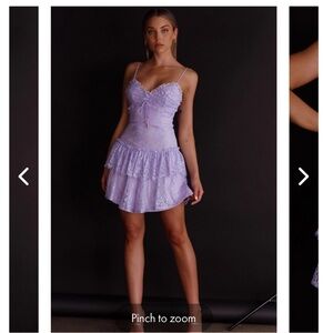 Selfie Leslie St. Tropez Cami Strap Frill Trim Lace Mini Dress